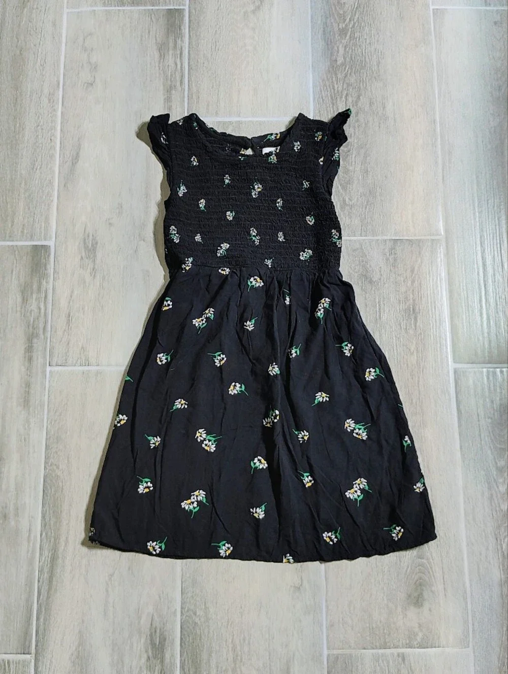 Black Floral Smocked Waist Sundress